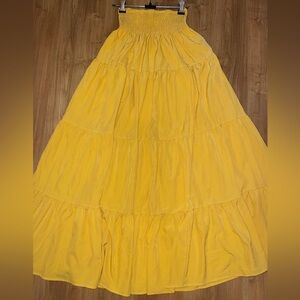 Yellow Tiered Maxi Skirt